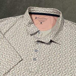 7Diamonds Polo Shirt Mens XL White 4 Way Stretch Geometric Golf Performance